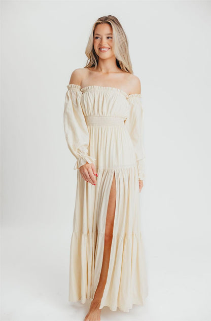 Lange off shoulder jurk - Maron